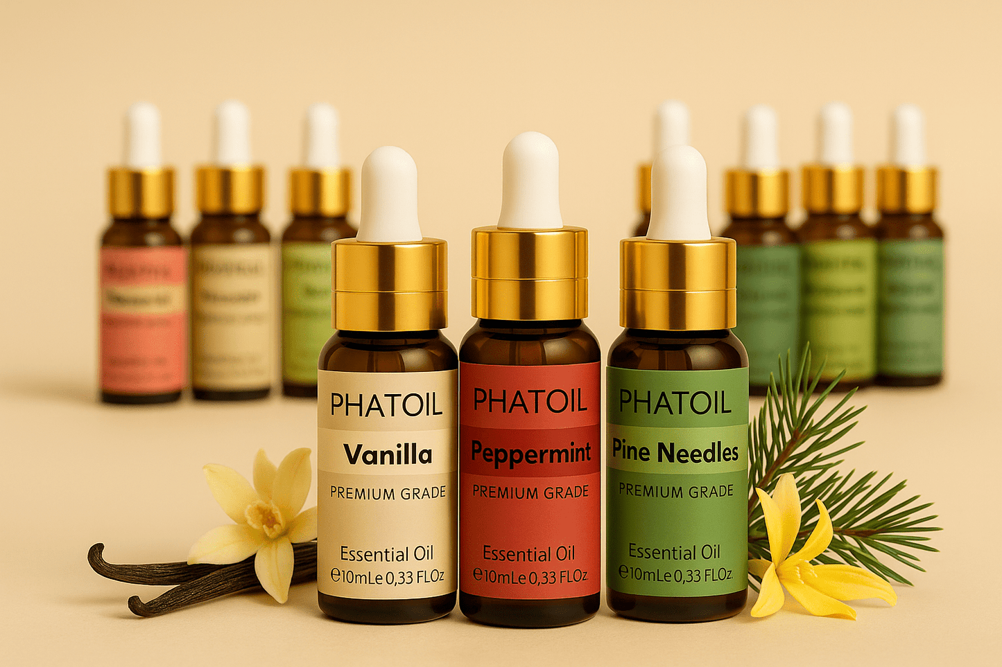 PHATOIL 10ml | Pure Essential Oils with Dropper – Lavender, Eucalyptus, Vanilla & More - Arvique